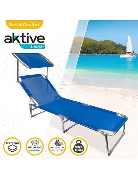 Tumbona plegable de aluminio con Parasol | Distria