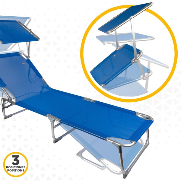 Tumbona plegable de aluminio con Parasol | Distria