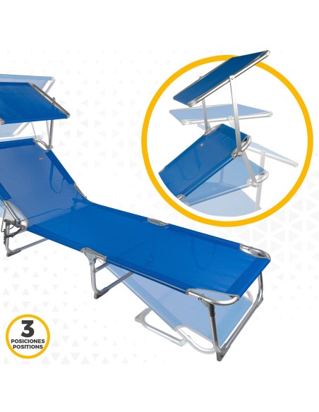 Tumbona plegable de aluminio con Parasol | Distria