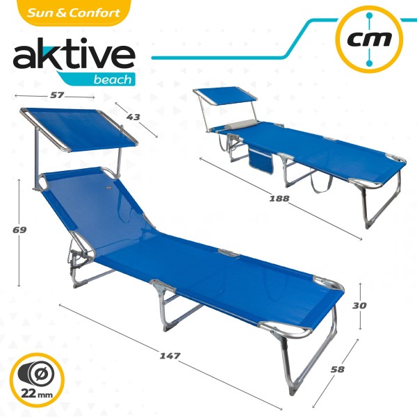 Tumbona plegable de aluminio con Parasol | Distria