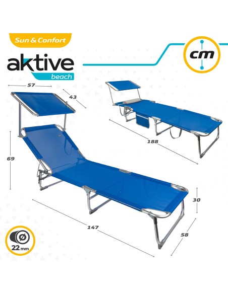 Tumbona plegable de aluminio con Parasol | Distria