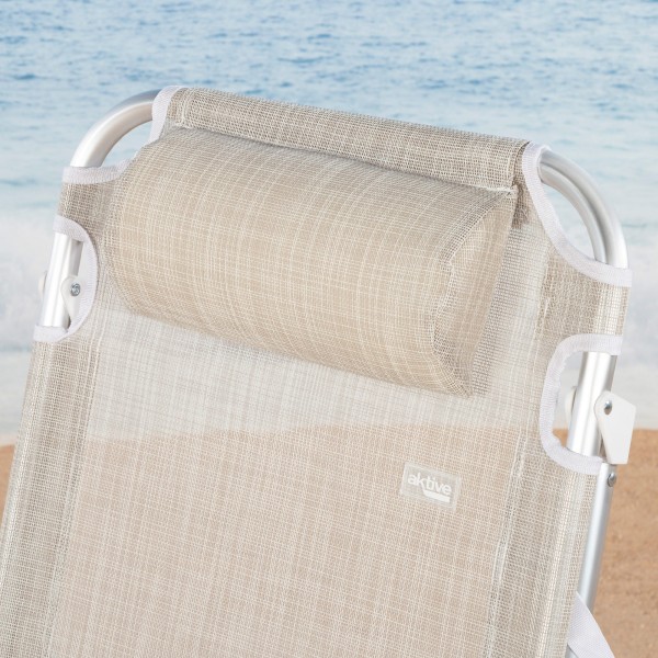 Silla de playa convertible en tumbona beige | Distria