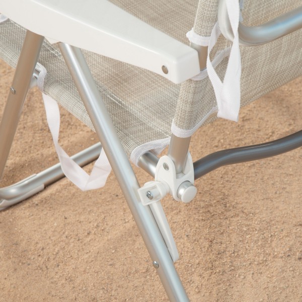 Silla de playa convertible en tumbona beige | Distria
