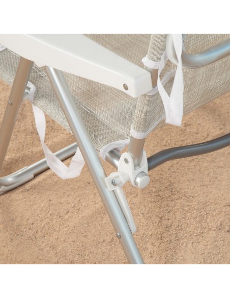 Silla de playa convertible en tumbona beige | Distria