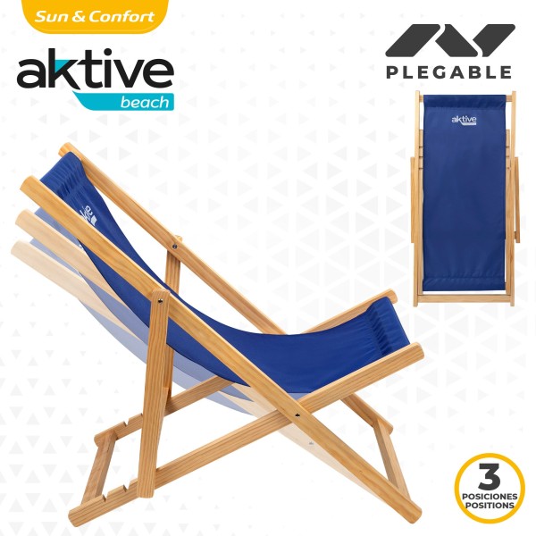 Tumbona plegable de madera de pino azul | Distria