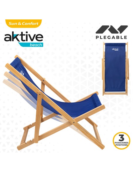 Tumbona plegable de madera de pino azul | Distria