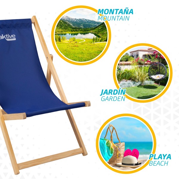 Tumbona plegable de madera de pino azul | Distria