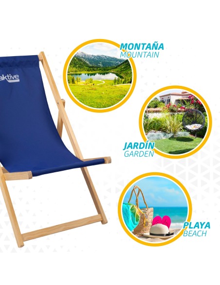 Tumbona plegable de madera de pino azul | Distria