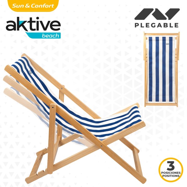 Hamaca plegable de madera de pino rayas marineras | Distria