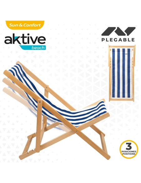 Hamaca plegable de madera de pino rayas marineras | Distria