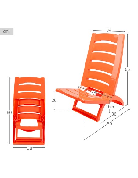 Silla playa plástico baja coral - Sillas de playa | Distria
