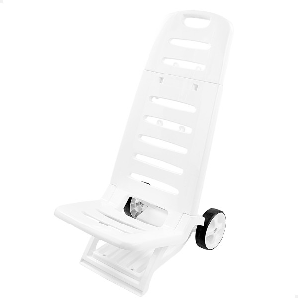 Silla de playa plegable baja blanca con ruedas | Distria