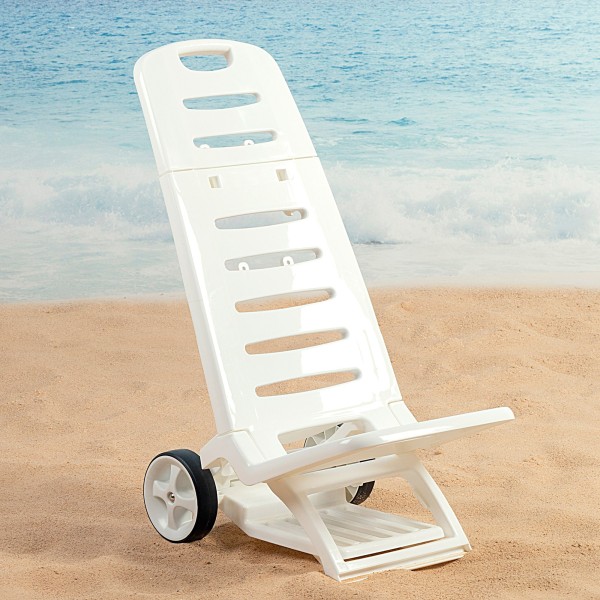 Silla de playa plegable baja blanca con ruedas | Distria