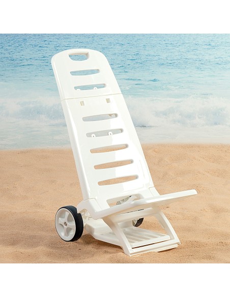 Silla de playa plegable baja blanca con ruedas | Distria