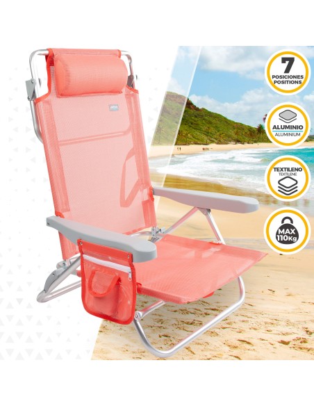 Sillas de playa con altura respaldo XL y cojín acolchado | Distria
