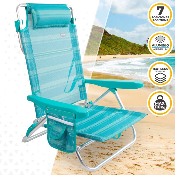 Sillas de playa multiposición con altura del respaldo XL | Distria