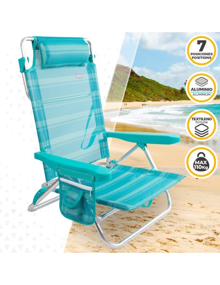 Sillas de playa multiposición con altura del respaldo XL | Distria
