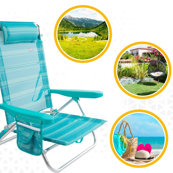 Sillas de playa multiposición con altura del respaldo XL | Distria
