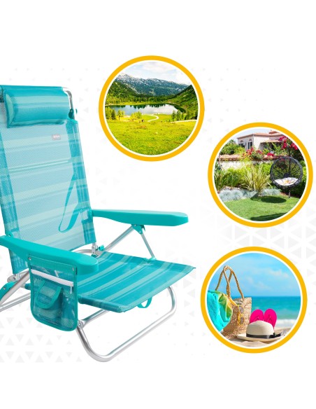 Sillas de playa multiposición con altura del respaldo XL | Distria