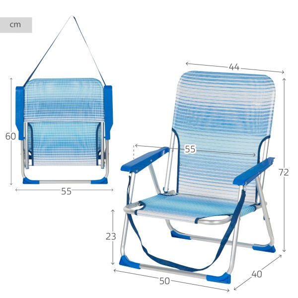 Silla de playa plegable baja antivuelco Aktive | Distria