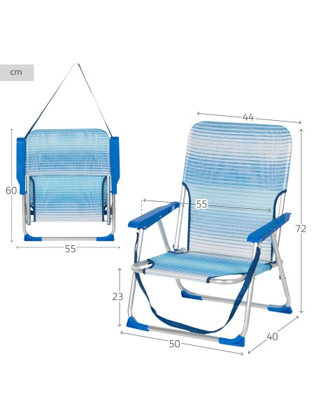 Silla de playa plegable baja antivuelco Aktive | Distria