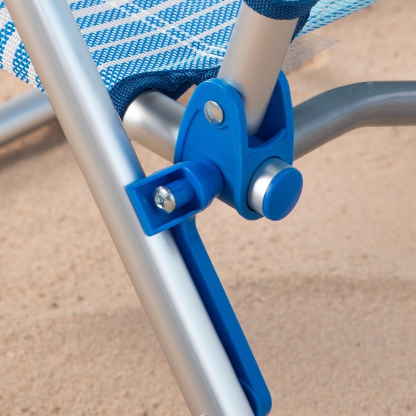 Silla de playa plegable azul rayas 5 posiciones Aktive | Distria