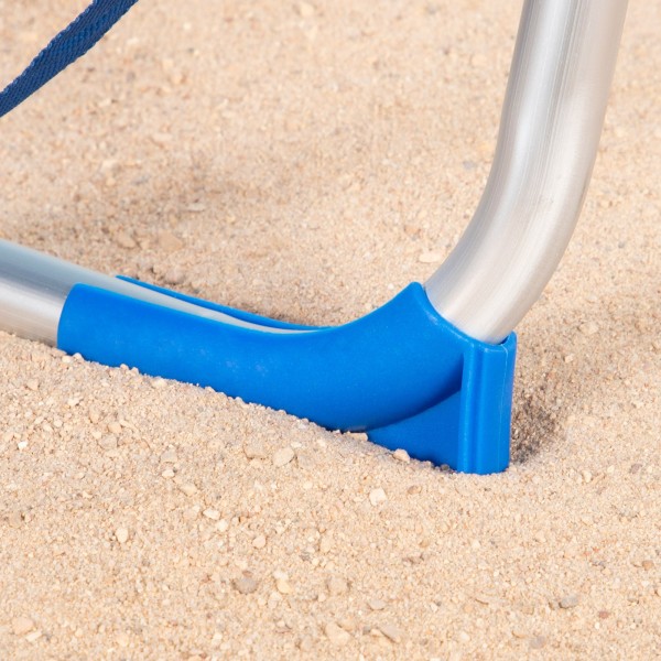 Silla de playa plegable azul rayas 5 posiciones Aktive | Distria