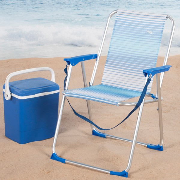 Silla de playa plegable alta antivuelco Aktive | Distria