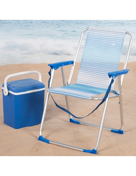 Silla de playa plegable alta antivuelco Aktive | Distria