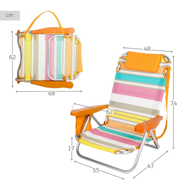 Silla de playa plegable baja multicolor Aktive | Distria