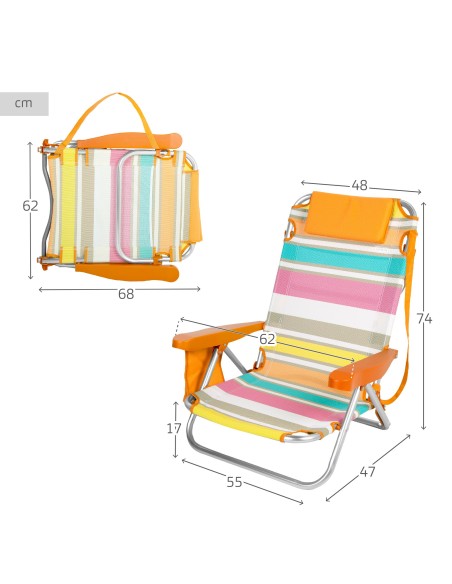 Silla de playa plegable baja multicolor Aktive | Distria