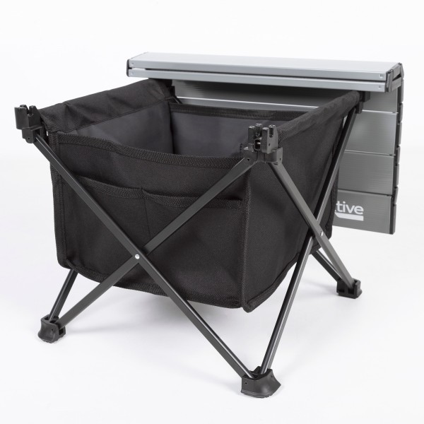 Mesa auxiliar plegable camping con almacenamiento | Distria