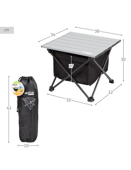 Mesa auxiliar plegable camping con almacenamiento | Distria