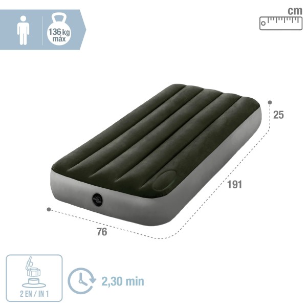 Colchón hinchable INTEX individual c/hinchador de pie | Distria