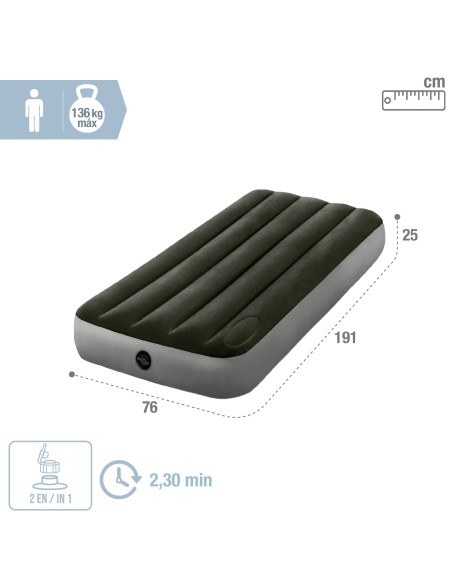 Colchón hinchable INTEX individual c/hinchador de pie | Distria