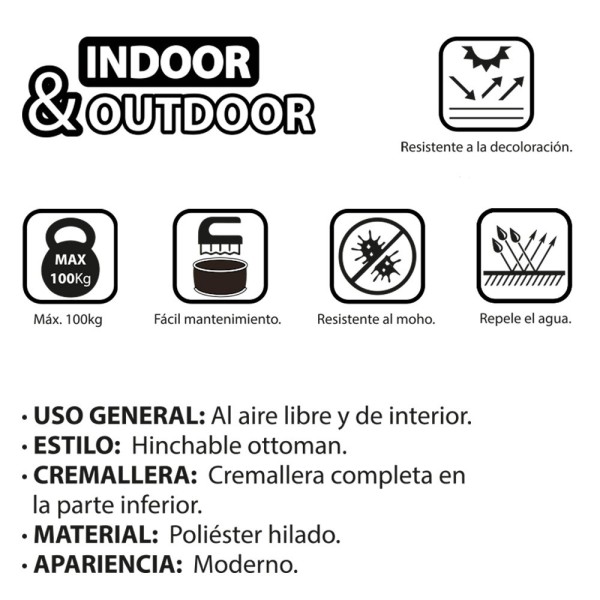 Pufs hinchable tejido vaquero-Decoración Jardín| Distria