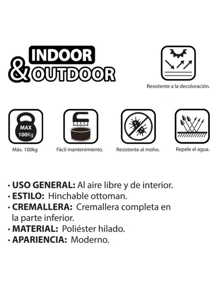 Pufs hinchable tejido vaquero-Decoración Jardín| Distria