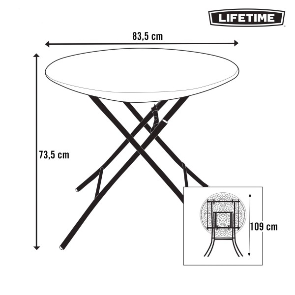 Mesa plegable redonda Lifetime | Distria.com