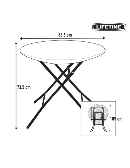 Mesa plegable redonda Lifetime | Distria.com