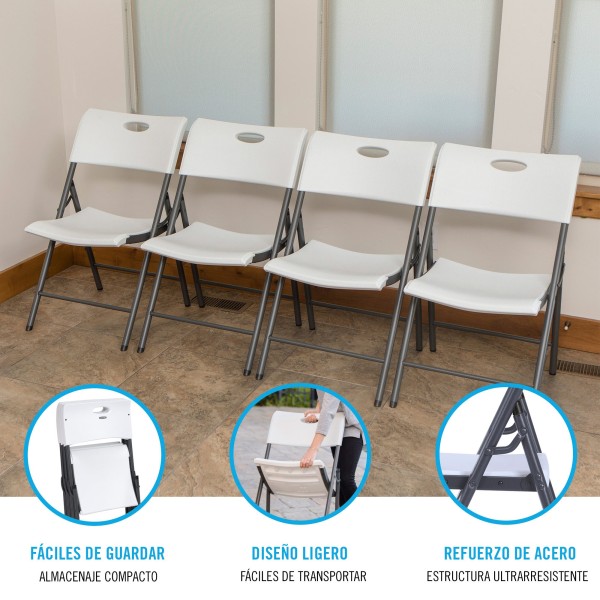Pack 4 sillas plegables blancas Lifetime | Distria