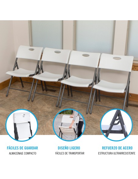 Pack 4 sillas plegables blancas Lifetime | Distria
