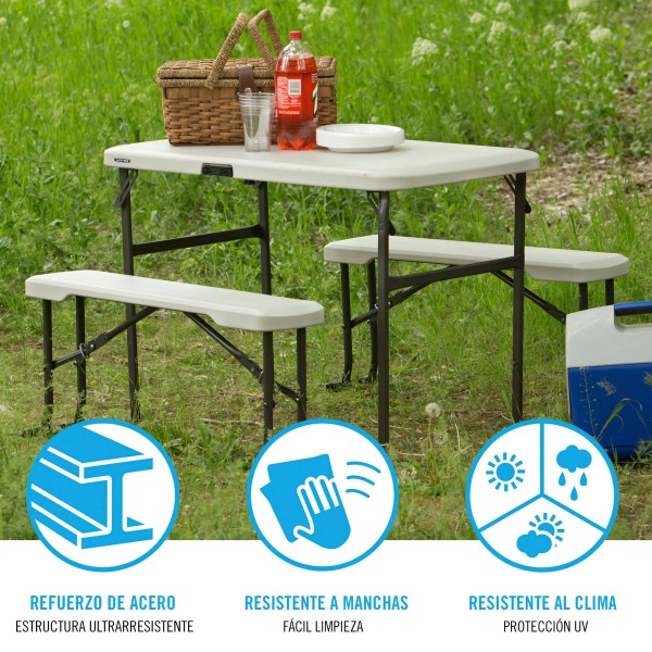 Mesa plegable con bancos LIFETIME - Distria.com