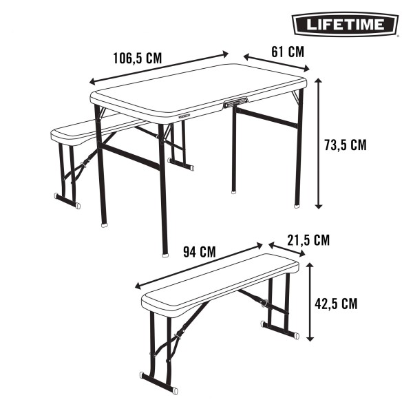 Mesa plegable con bancos LIFETIME - Distria.com