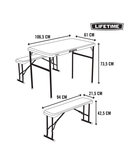 Mesa plegable con bancos LIFETIME - Distria.com