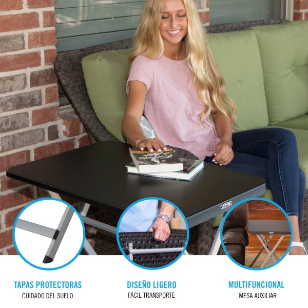 Mesa auxiliar plegable negra Lifetime | Distria
