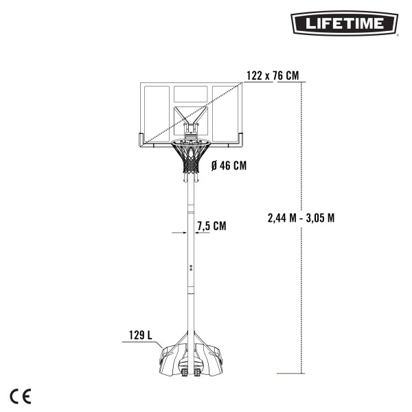 Canasta baloncesto portátil LIFETIME | Distria