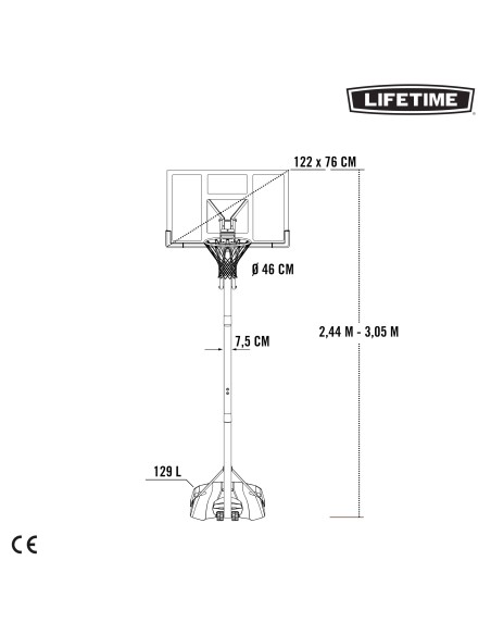 Canasta baloncesto portátil LIFETIME | Distria