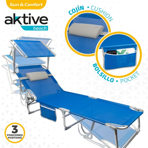 Tumbona plegable de playa con parasol | Distria