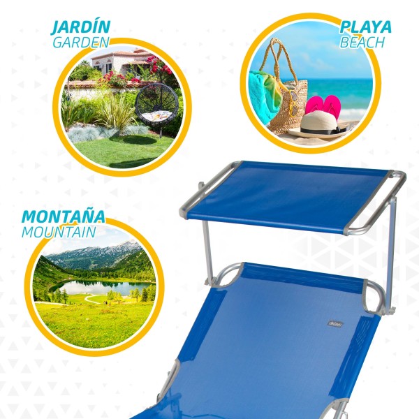 Tumbona plegable de playa con parasol | Distria
