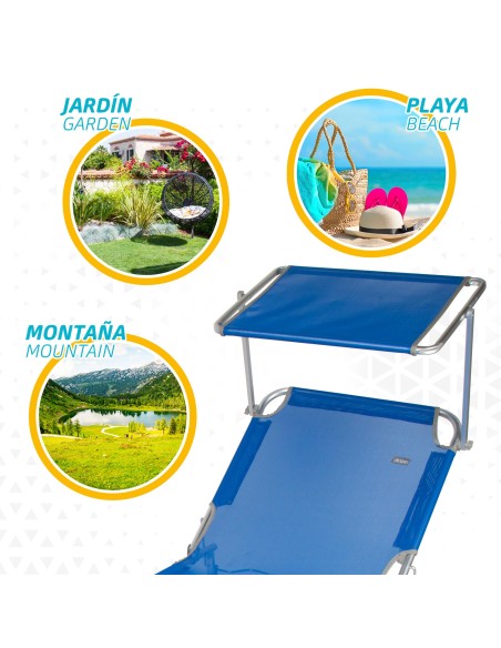 Tumbona plegable de playa con parasol | Distria
